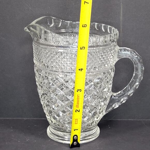 Vtg Anchor Hocking Wexford Diammond Cut Juice Pitcher MCM Tableware - Picture 2 of 9